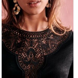 Sezane Issa Black linen Top